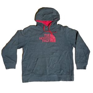 THE NORTH FACE BLACK RED LOGO SWEATSHIRT HOODIE PULLOVER SZ XL